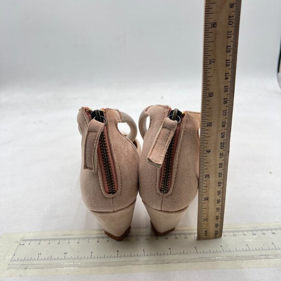 Wo Wagas Apricot Ankle Strap Pumps Back Zip D’Orsay Special Chunky Heels Shoes - Picture 5 of 8